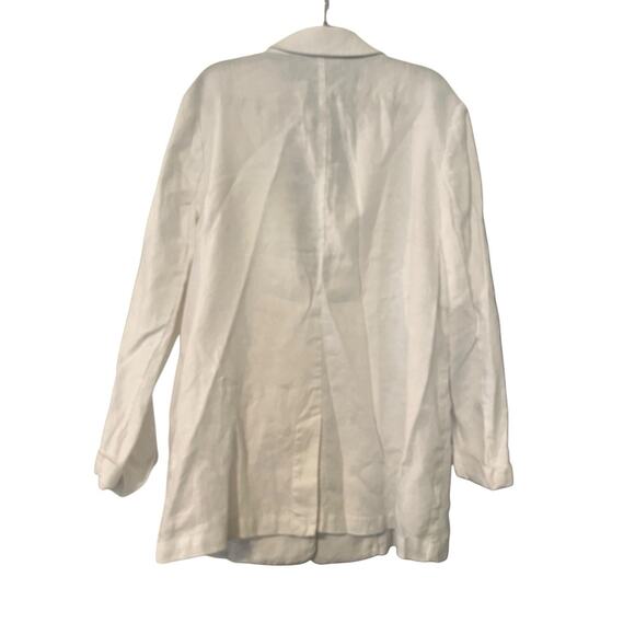 Garnet Hill White Linen Blazer Jacket •L• Button Beach Summer EXC - Picture 4 of 11